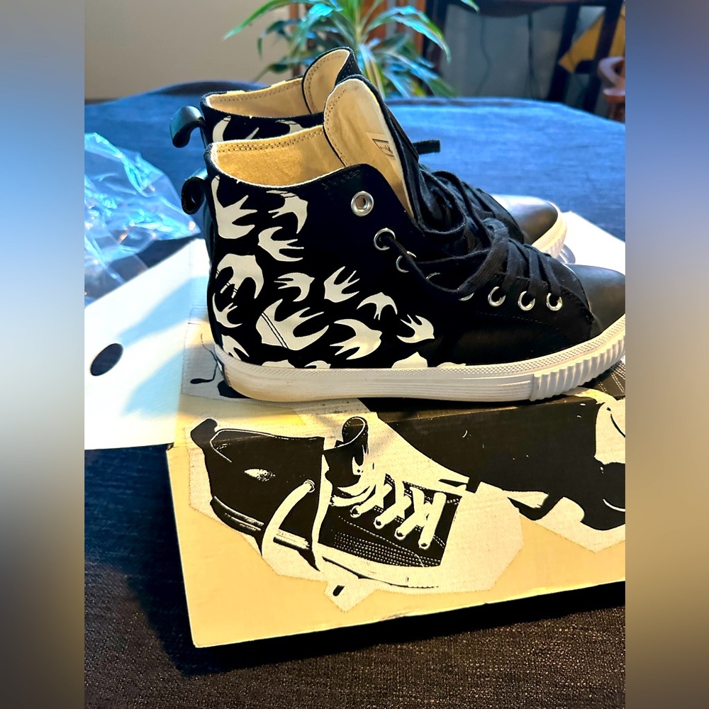 McQueen canvas sparrow print shoes. Awesome print  and look.